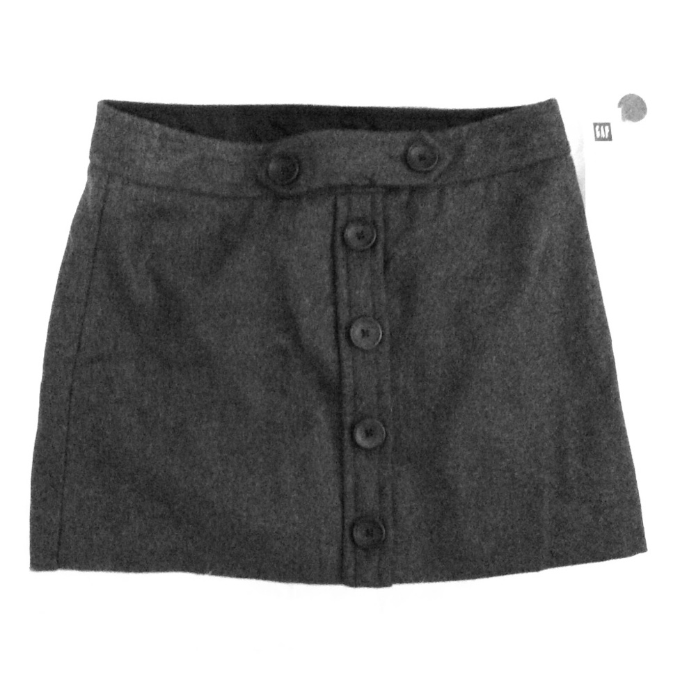 Gap Wool Mini Skirt Gray with Button Front